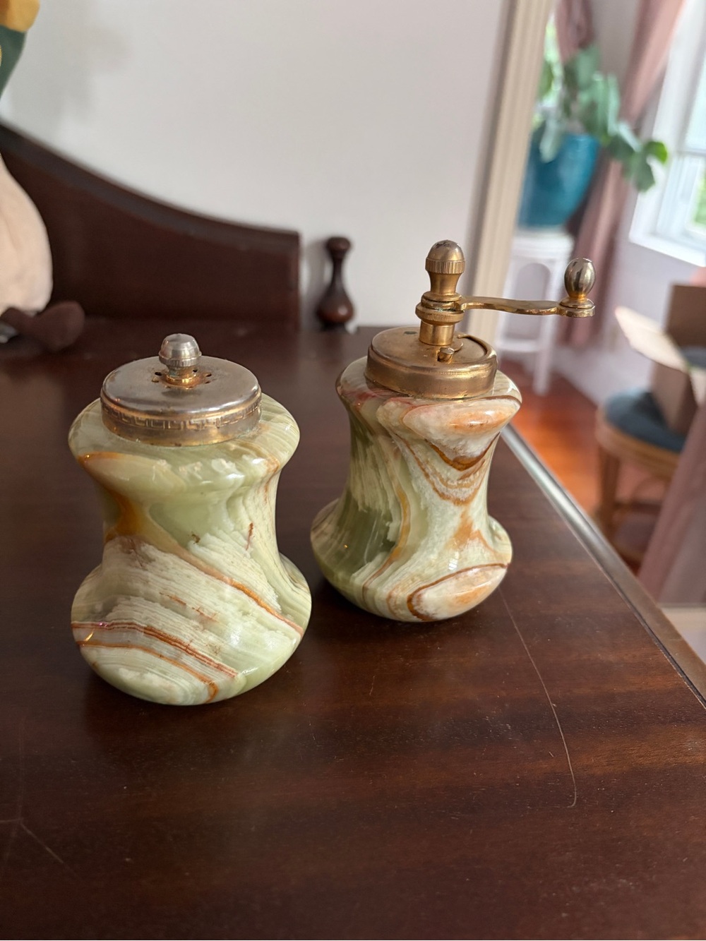 Marbled Green Onyx Salt and Pepper Set